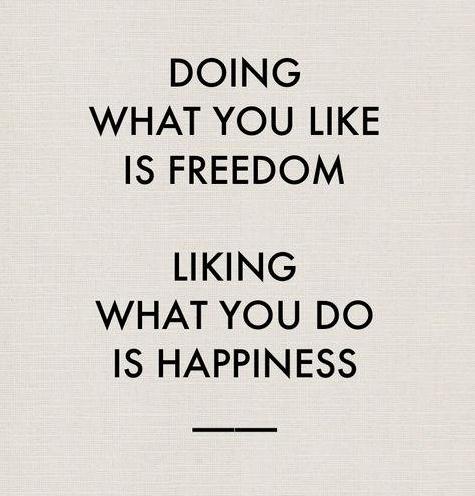 Doing what you like is freedom. Liking what you do is happiness