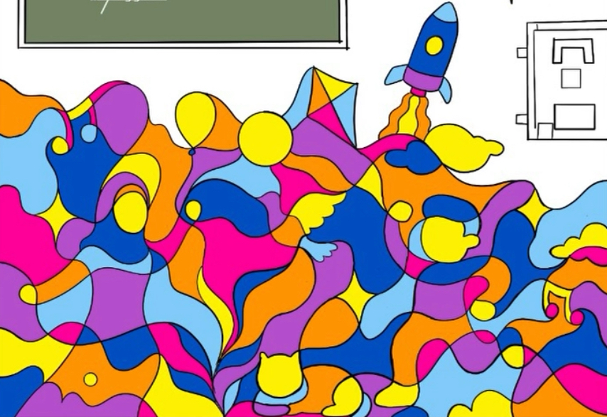 Sketsa + coloring mural Freedom