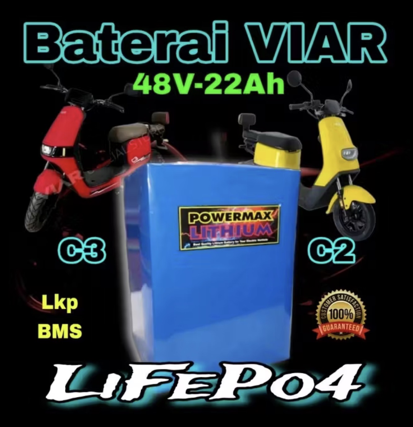 Baterai LiFePo4 untuk Viar C2 dan C3