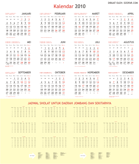 kalendar (tanggalan) 2010 by dzofar.com
